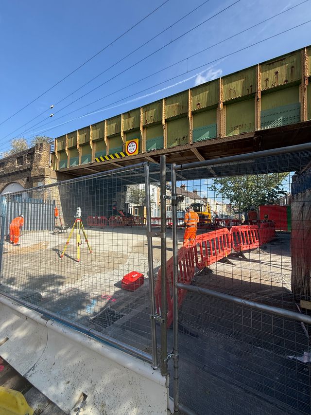 Forest Gate North bridge, with the road closed off ready for refurbishment work
